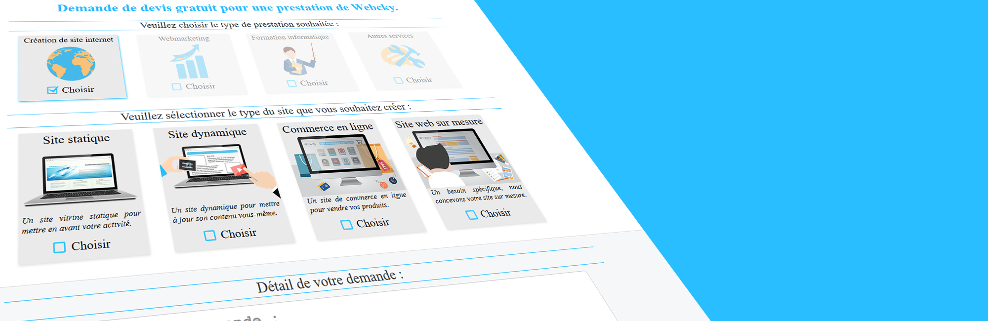Demande de devis gratuit Webcky.